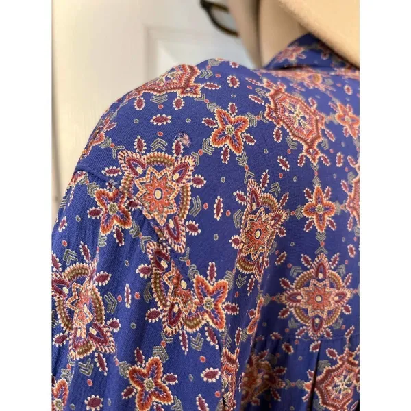 Liz Claiborne Vintage 70s Style Boho Paisley Blouse Earthy Dark Academia Rayon Size 10 - Image 8