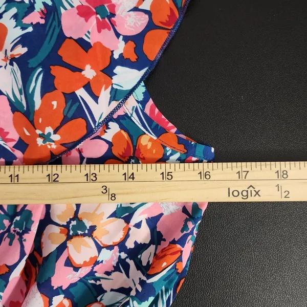 BTFBM‎ Floral One Shoulder Maxi Dress Pink Orange Ruffle Tiered Tropical Bobo L - Image 5
