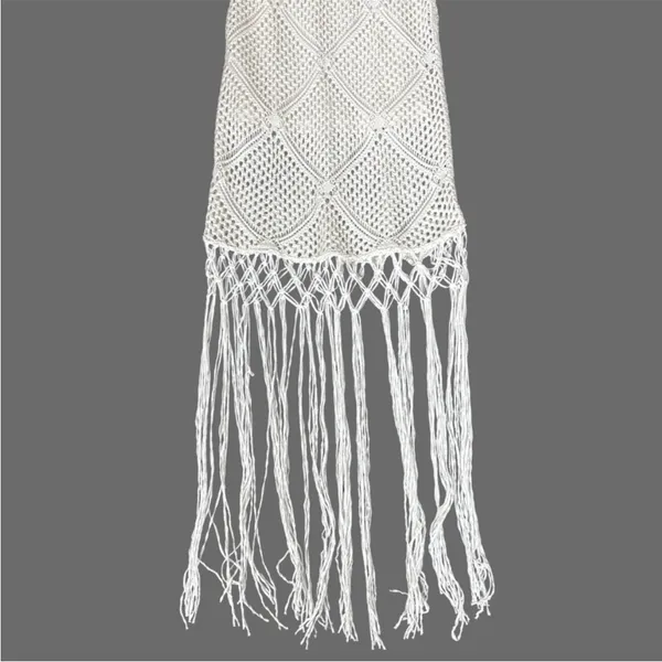 EUC Abercrombie & Fitch Crochet Fringed Dress Cream Size Small - Image 6