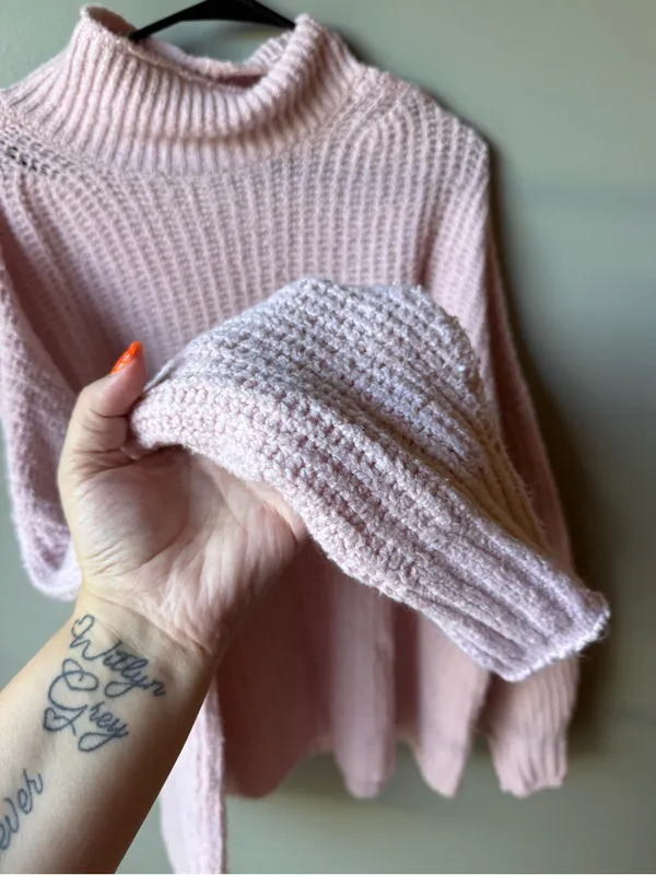 American Eagle Pink Chunky Knit Mock Neck Sweater Women’s XXL - Image 2