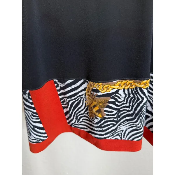 Eva Varro Womens S‎ Black Zebra Tunic Blouse Long Sleeve Bee Ladybug Career Chic - Image 2