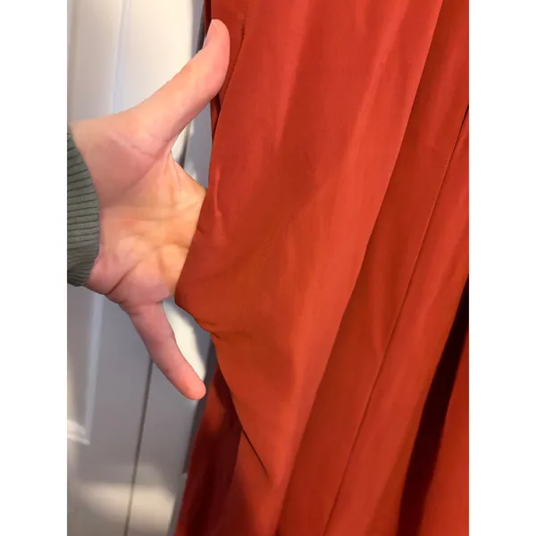 REISS Gracie Pleat Detailed Midi Dress‎ Rust Orange US 10 - Image 5