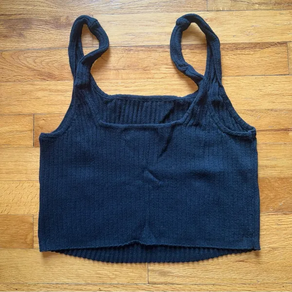 FP BEACH by Free‎ People Ribbed Daphne Top Black Medium - Image 3