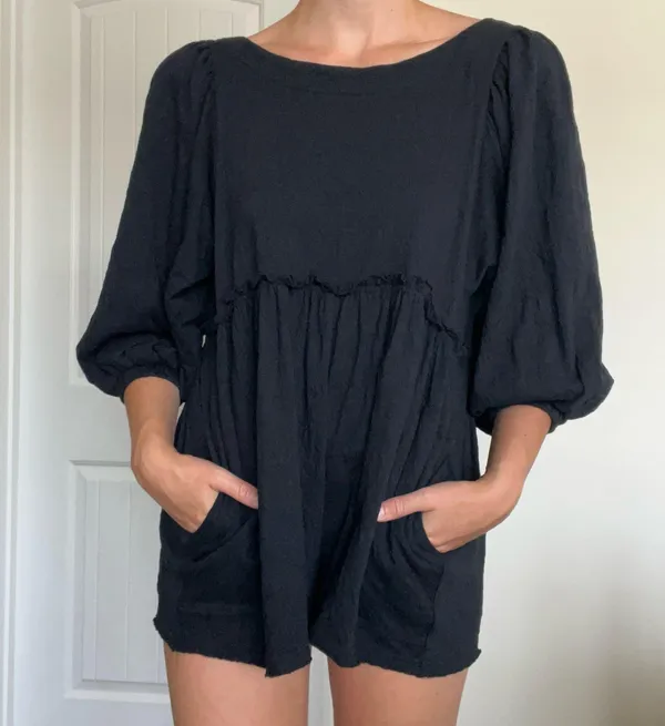 Free People Beach Black Romper - Image 2