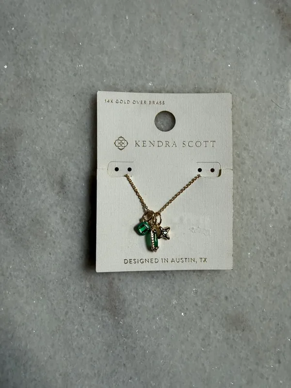 Kendra Scott Emma Green Multi-Charm Necklace New - Image 2