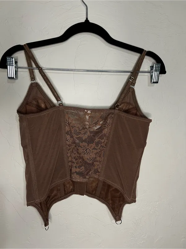 Out‎ From Under Urban Outfitters Corey Mesh Chocolate Brown Corset - Image 7