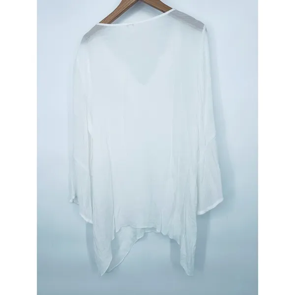 Spense White Gauzy‎ Tunic Top Size M Flowy Asymmetric Beachy Boho CoverUp Resort - Image 6