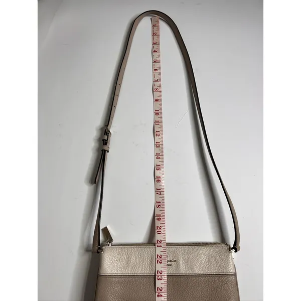 Kate Spade Leila Two-Tone Crossbody Bag Purse Small Leather Beige Taupe Neutral - Image 7