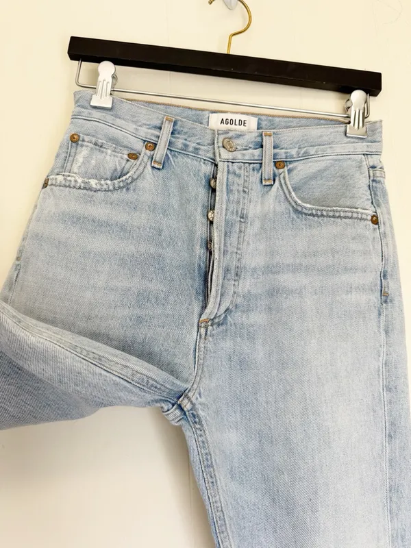 AGOLDE Riley Ripped Straight Leg Jeans in Clear Skies Size US - Image 2
