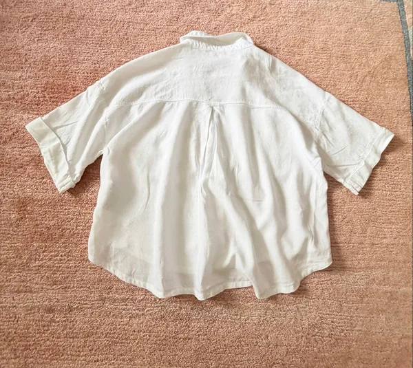 Zara Linen Blend Oversized Button Front Shirt White Size XS - Image 6