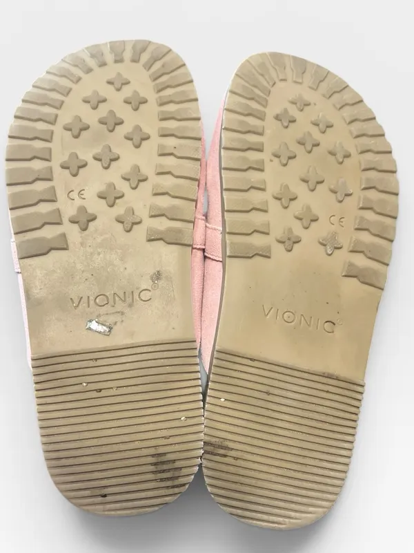 Vionic Georgie Blush Rose Pink Suede Chain Mule Loafers Size 7 Orthotic Comfort - Image 4