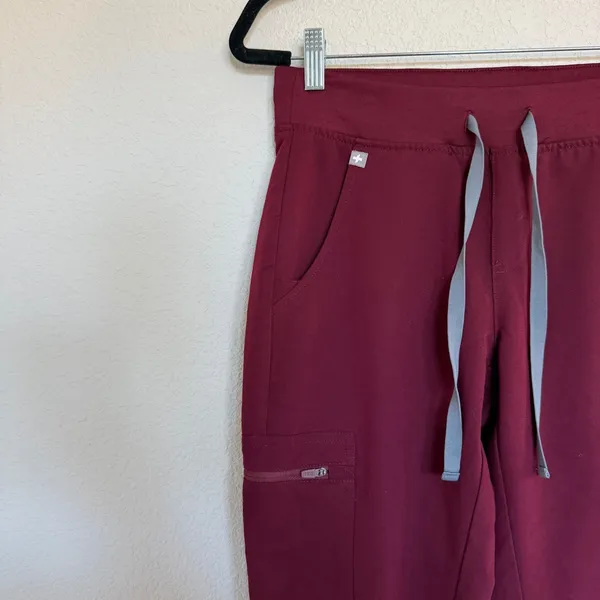 FIGS Zamora Jogger Scrub Pants Womens XS Maroon Burgundy Technical Nurse Uniform - Image 2