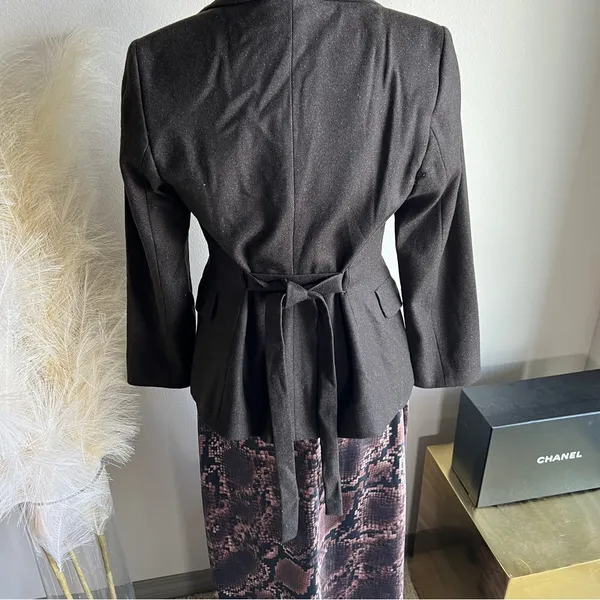 SISLEY brown tweed belted tailored blazer - Image 5