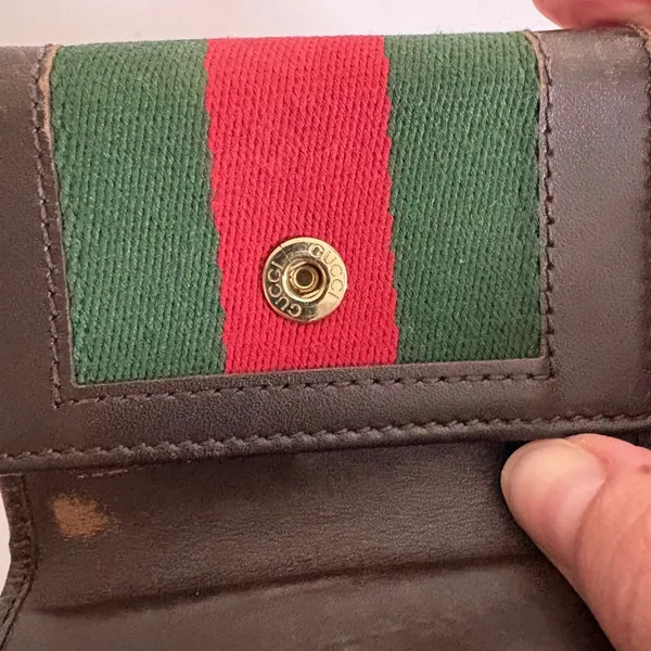 Gucci Vintage Web Stripe 6 Hook Key Case Brown Leather Made In‎ Italy - Image 8