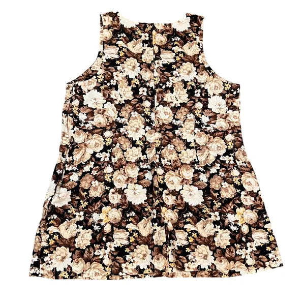 Abercrombie & Fitch Floral Linen Blend‎ Square Neck Mini Shift Dress Brown XXLP - Image 3