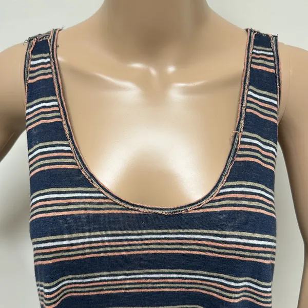 We The Free Best Night Twist Racerback Navy Striped Tank Top Size S - Image 2