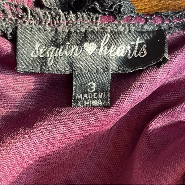 Sequin Hearts Black & Mauve Open Back Lace Dress - Image 7