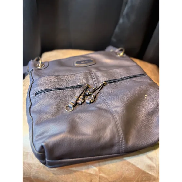 Rosetti Navy Blue Pebble Faux Leather Crossbody Bag Organizer Purse Silver Tone - Image 2