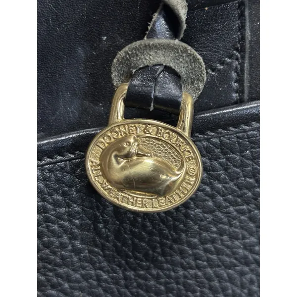 Dooney & Bourke Black Pebbled Satchel Top Double Handle Bag Zip Close Logo - Image 3