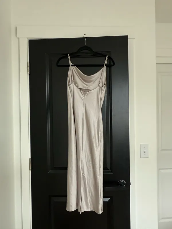 Whyte Valentyne silver satin cowl neck midi slip dress size AU6 size US2 - Image 6