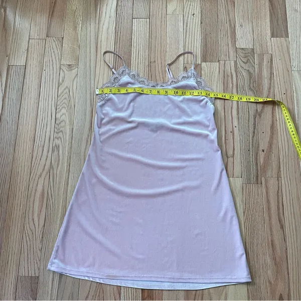 INC International Concepts Slip Dress Women XS Pink Lace Eyelet Velour Coquette - Image 3