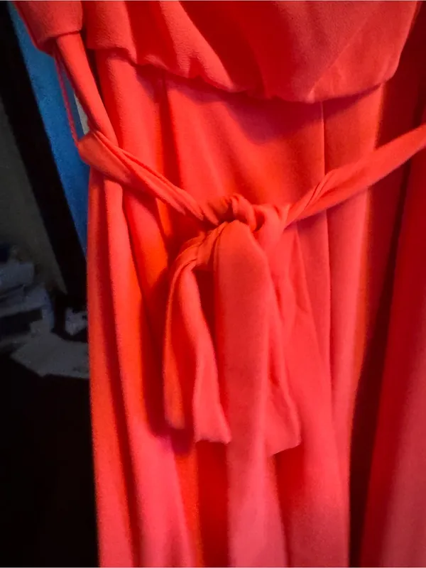 Vince Camuto Red Draped Belted jumpsuit - Image 4