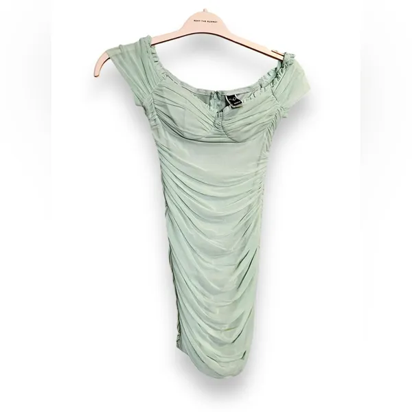 Windsor Mint Green Pastel Tulle Ruched Bodycon Mini Dress S - Image 2
