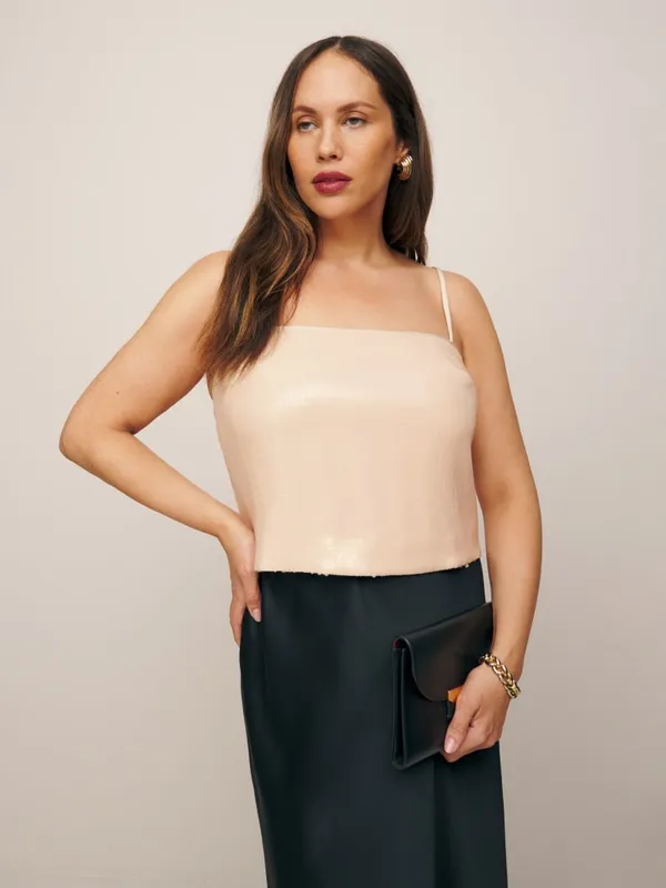 Reformation Jovelle Sequin Top‎ Blush Size 14 - Image 2