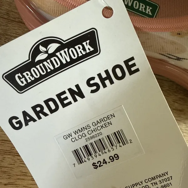 GroundWork Garden Clogs Womens 7 Chicken Print Peach Slip On Shoes Waterproof - Image 6