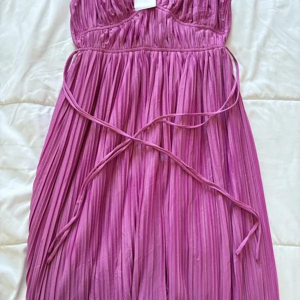 NWT Endless Rose Sleeveless Micropleat Pink Maxi Dress‎ Womens Size Small Dainty - Image 6