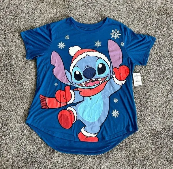 NEW Disney Stitch Blue Christmas T-shirt size 3XL - Image 3