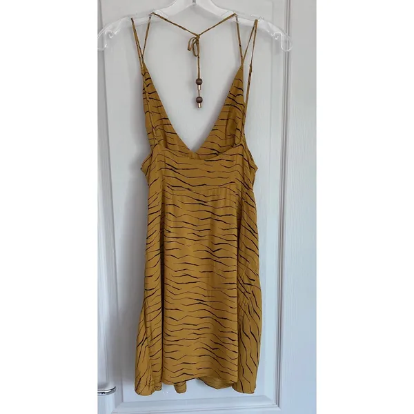 Urban‎ Outfitters Mustard Yellow Tiger Stripe Knot Front Mini Dress - M OB805863 - Image 9