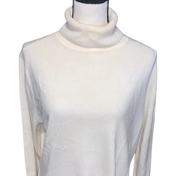 Basic Editions Cream Turtleneck Sweater Super Soft Winter - Image 2