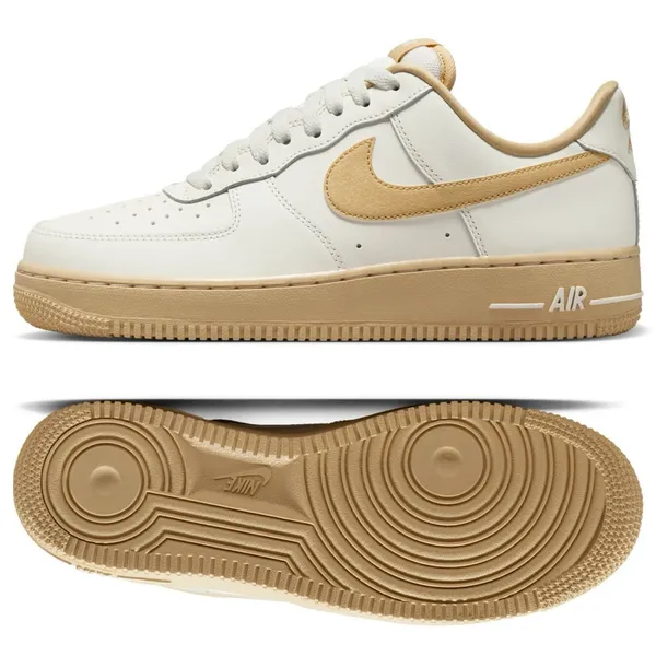 Nike AIR Force WMMS 1’07 White and Tan Sneakers - Image 3
