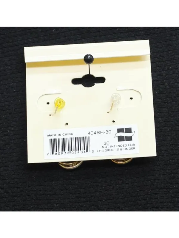 NWT Ear Sense Two-Tone Twist Knot Ring Hoop Drop Earrings Gold / Silver Gray 1" - Image 2