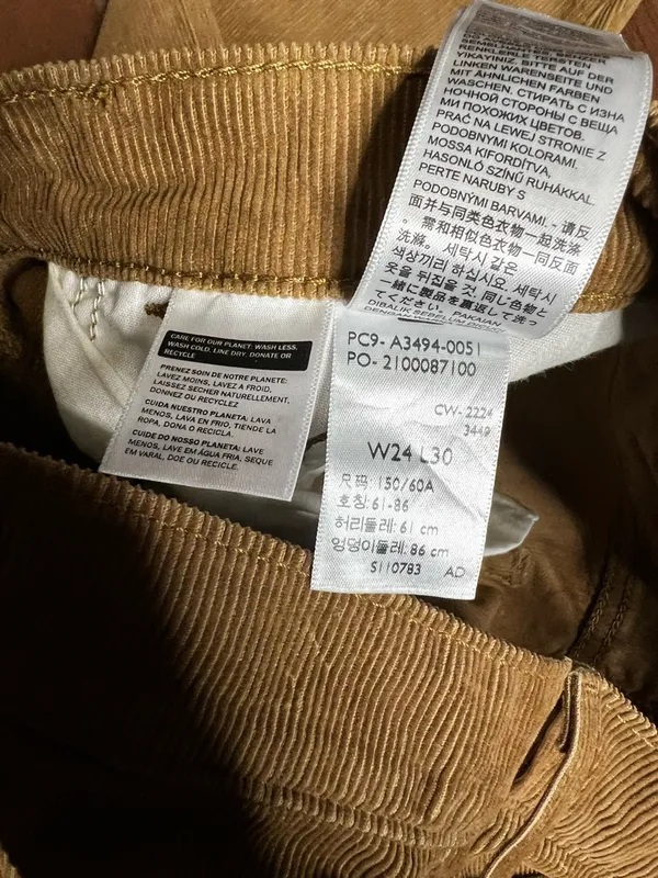 Levi’s Premium Corduroy Tan Baggy Dad Pants Womens Size 24 - Image 4