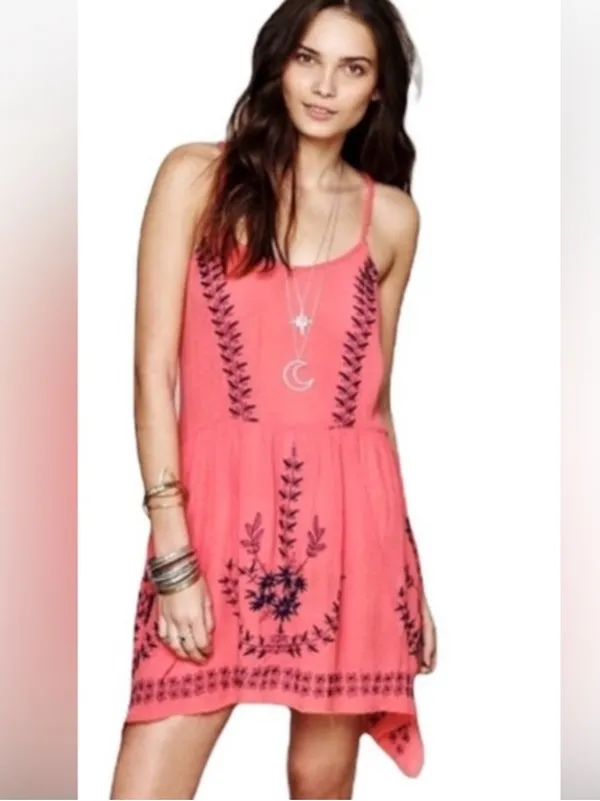 Free People Intimately Meadows of Medallion coral embroidered slip dress - Image 3