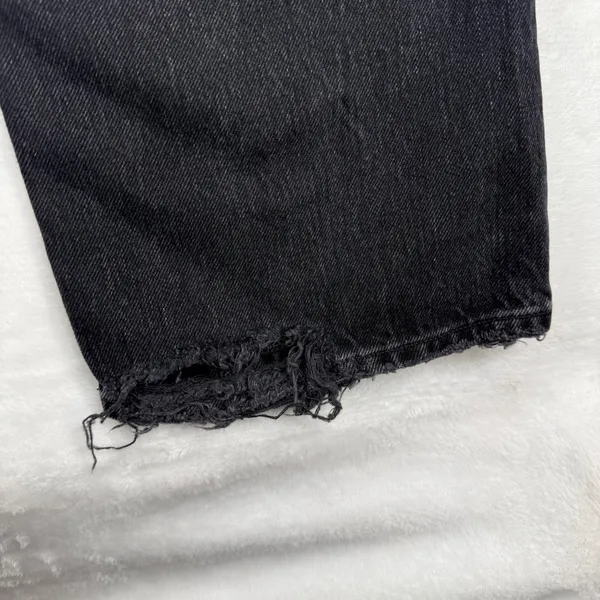 AGOLDE High Rise Straight‎ Leg Jeans Faded Black Raw Hem Size 30 Button Fly - Image 12