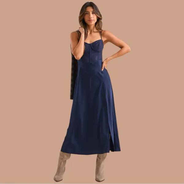 NWT Altar'd State Evalina Satin Maxi Dress - Image 6