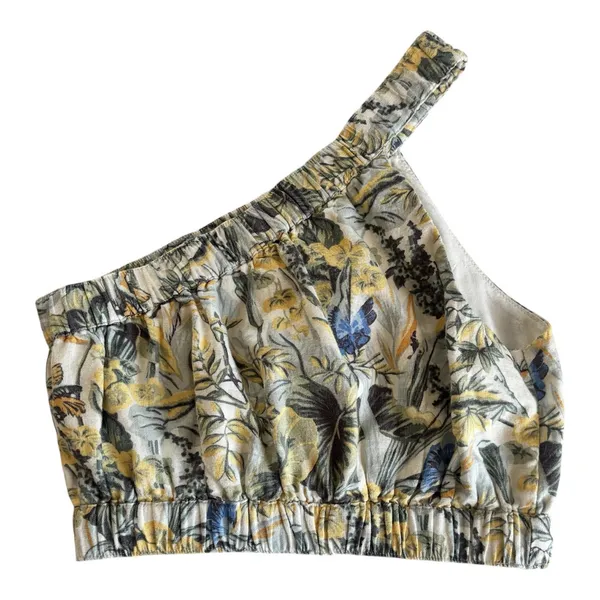 Abercrombie & Fitch One-Shoulder Boho Tropical Floral Cropped Tank Top XS NWT - Image 5