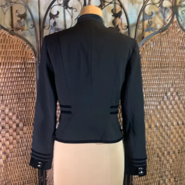 White House | Black Market Black Velvet-Trim Military Style Jacket Size 4 - Image 3