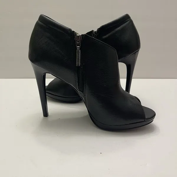 Calvin Klein Laraine Burnished‎ Nappa High Heels Open Toe Black Women's Size 8M - Image 5