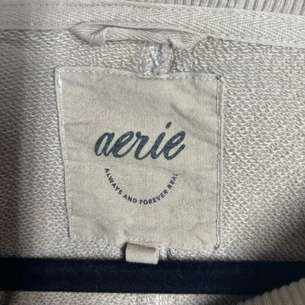 Aerie S tan oversized long-sleeve sweatshirt crewneck Lounge Big Chill pullover - Image 4
