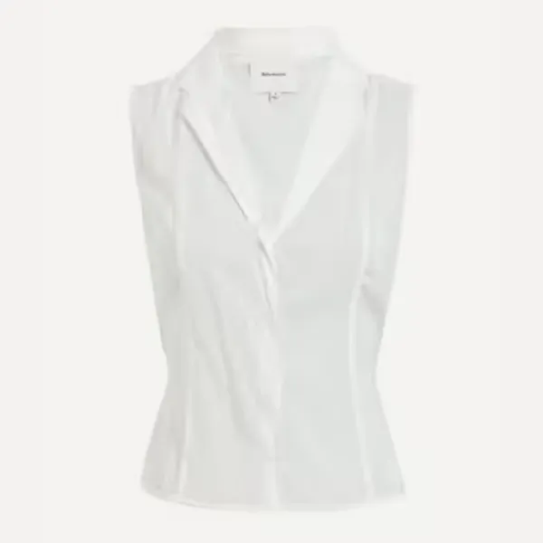 Reformation | Kady Collared Button Front Tank Top in White | Size 4 - Image 7