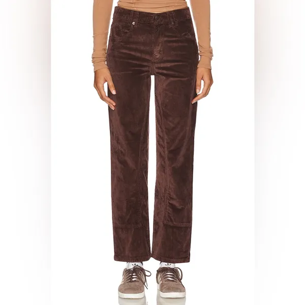 Free People x We‎ The Free Risk Taker Cord Straight Leg in Chocolate Truffle 28 - Image 2