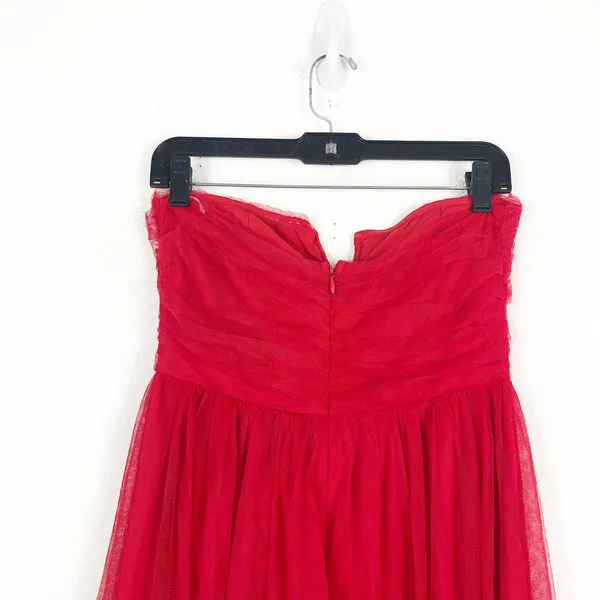 NWT Lulus Queen Behavior Maxi Dress Size Medium Red Tulle Strapless Gown Vday - Image 12