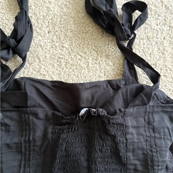Reformation adelia top Shirred Organic black boho Cotton cami tank blouse size 0 - Image 8