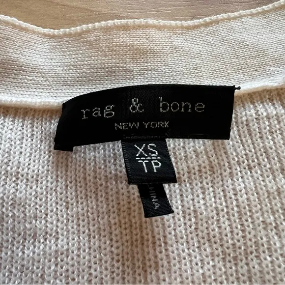 RAG & BONE Cream‎ Fine Wool Button Front Cardigan Size XS - Image 2