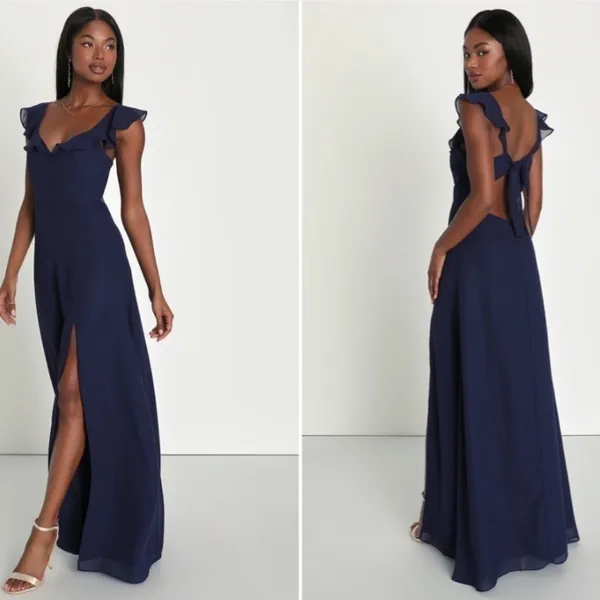LULUS Prom Wedding Bridesmaid Elegant Romantic Flowy Chiffon Maxi - Image 3