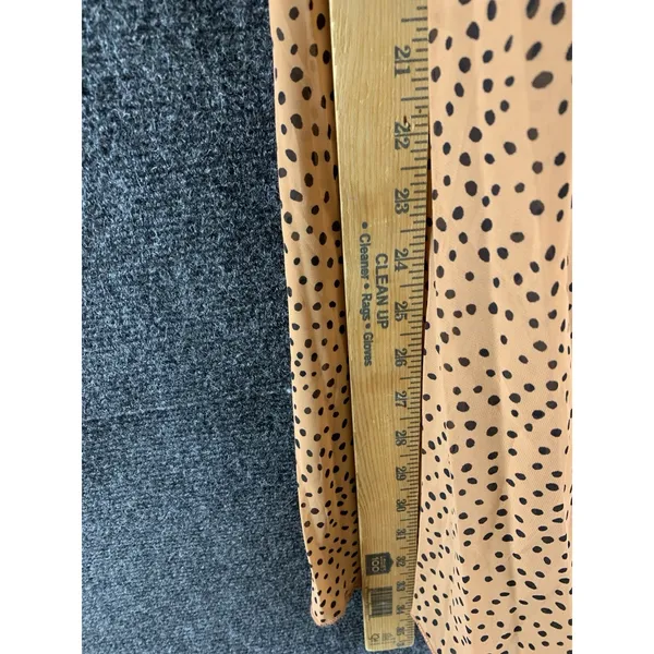 Japna Pleated Midi Skirt Size M Camel Brown Polka Dot Elastic Waist Lined - Image 8